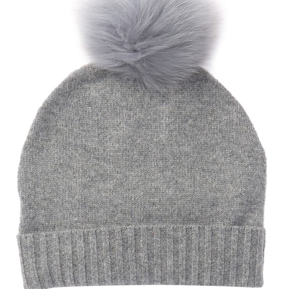 SKULL CASHMERE Cashmere Genuine Fox Fur Pompom hat